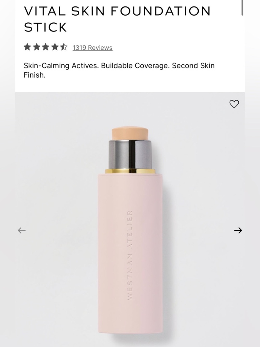 Westman Atelier Vital Skin Foundation Stick — Shade 3, Light Medium Golden